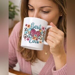 Hand Crafted Floral Best Mom Mug